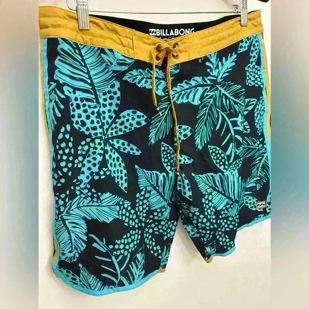 Billabong Lo Tide Tropical Board Shorts Men's Swim Suit Trunks Pockets NWOT 34
